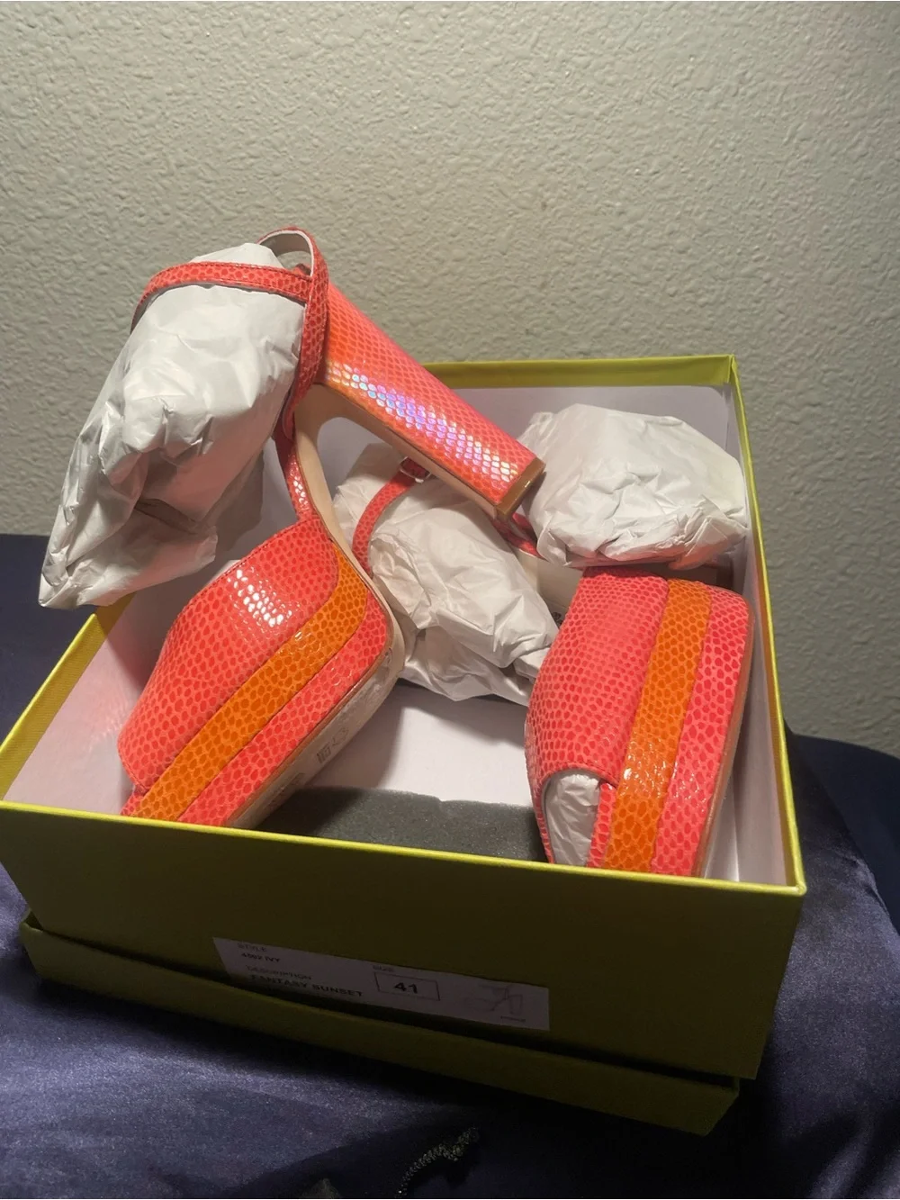 Limited Edition Terry De Havilland Ivy Platform Block Heel In Fantasy Sunset.